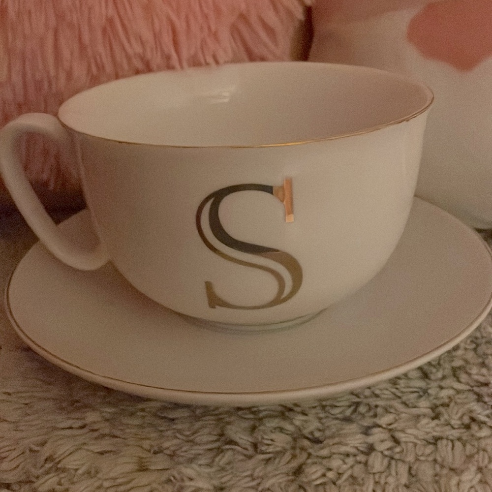 Monogram S tea cup and saucer